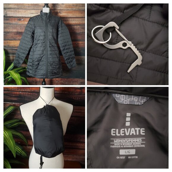 NWOT Elevate Telluride L Packable Coat Jacket Quilted Black - Picture 1 of 13
